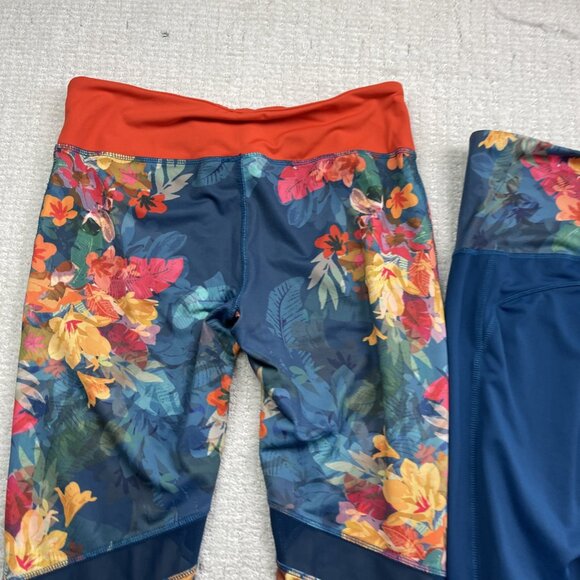 Lot x2 Surin Sport Leggings Athletic Gym / Yoga Floral AOP Tropical Women Sz M - Picture 14 of 16